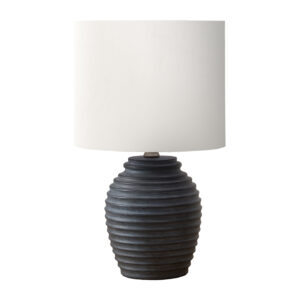 17"H TABLE LAMP BLACK RESIN / IVORY SHADE