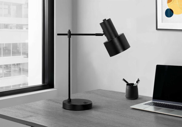 21"H TABLE LAMP BLACK METAL/BLACK SHADE/USB - Image 2