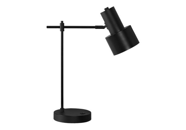 21"H TABLE LAMP BLACK METAL/BLACK SHADE/USB