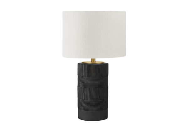 24"H TABLE LAMP BLACK RESIN / IVORY SHADE
