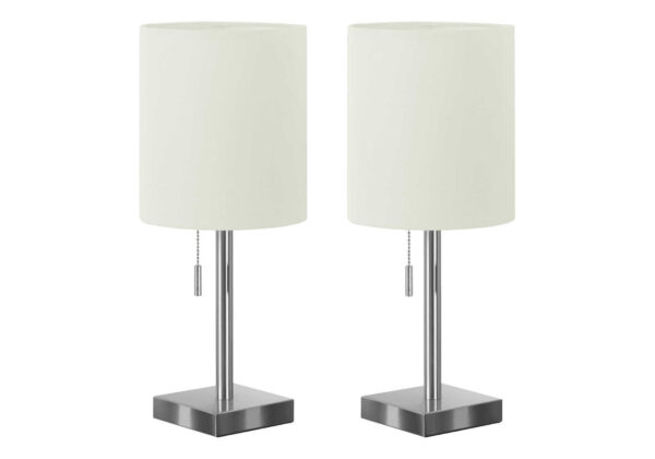 2PCS / 17"H TABLE LAMP NICKEL METAL/IVORY/USB