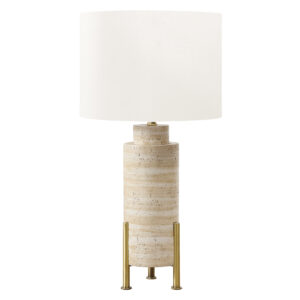30"H TABLE LAMP BEIGE RESIN / IVORY SHADE
