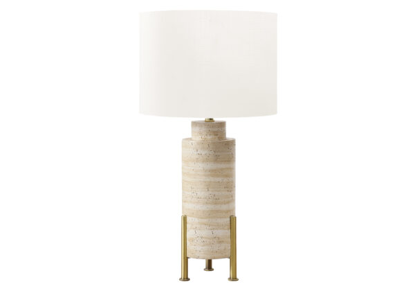 30"H TABLE LAMP BEIGE RESIN / IVORY SHADE