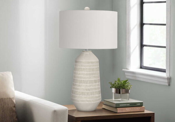 33"H TABLE LAMP CREAM CERAMIC / IVORY SHADE - Image 2