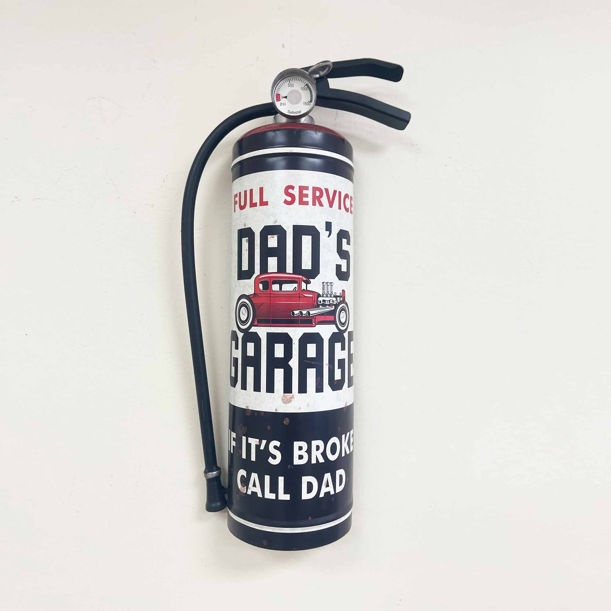 Dad’s Garage Metal Fire Extinguisher Decor