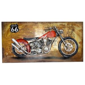 Handmade 3D Route 66 Motorcycle Metal Paintin