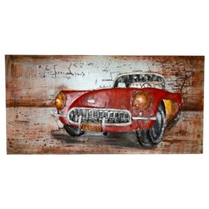 Handmade 3D Vintage Convertible Car Metal Painting
