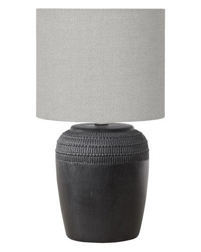 17H-TABLE-LAMP-BLACK-CERAMIC-GREY-SHADE
